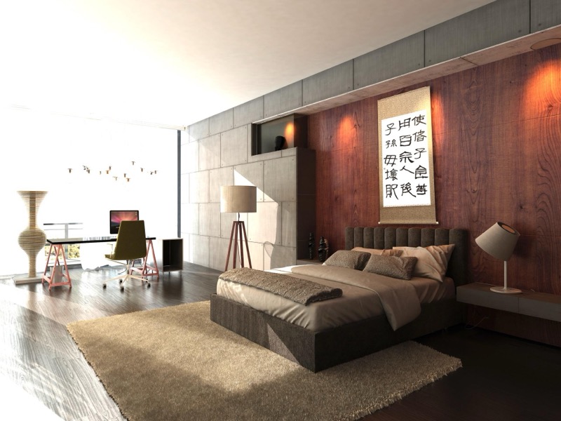 Calligraphy work (shown in an interior setting)