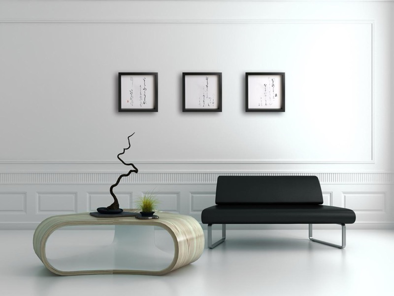 Kana calligraphy (shown in an interior setting)